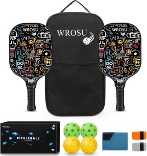 carbon fiber pickleball paddles set of 4 or 2 rackets,usapa approved pickleballs equipment with balls,bag,accessories,carbon fiber t300 lightweight pickleball racquet set for men,women,kids,adults (copy)