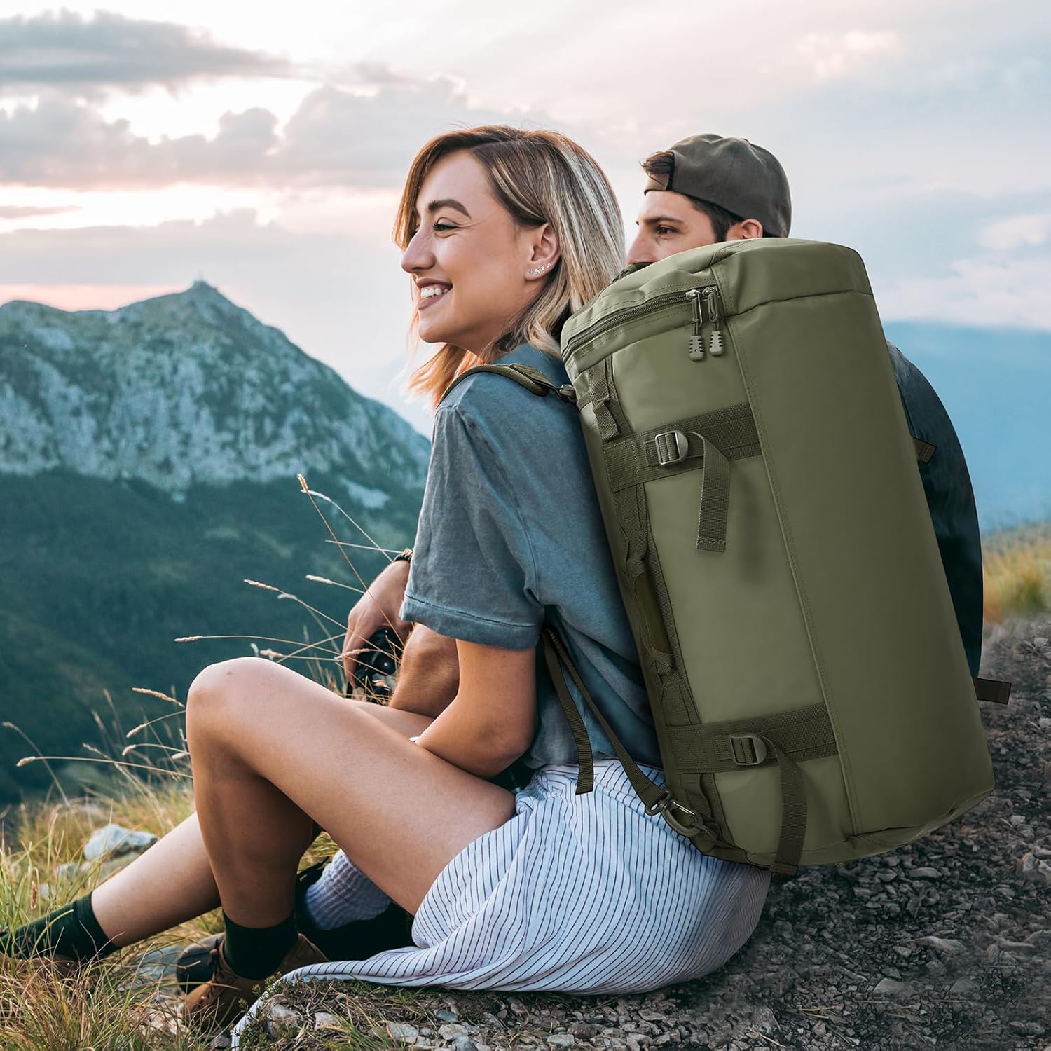 mier large duffel backpack sports gym bag with shoe compartment, heavy duty and water resistant, dark green, 90l mier large duffel backpack sports gym bag with shoe compartment, heavy duty and water resistant, dark green, 90l