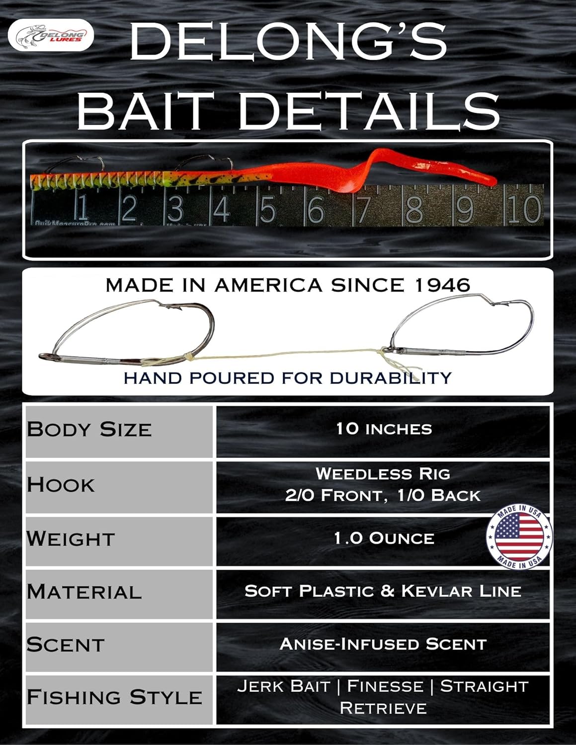 delong lures fishing lures bass set, 10" pre rigged weedless swim bait, twister tail bass fishing lures, extra durable soft plastic baits for freshwater 5 pcs bass baits and lures pack, made in usa delong lures fishing lures bass set, 10" pre rigged weedless swim bait, twister tail bass fishing lures, extra durable soft plastic baits for freshwater 5 pcs bass baits and lures pack, made in usa